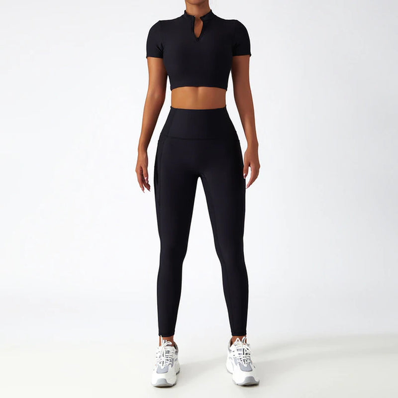Yoga Set 2 Piece Women Sportswear Workout Clothes Women Sport Sets Suits for Fitness Long Sleeve Seamless Gym Push up Leggings