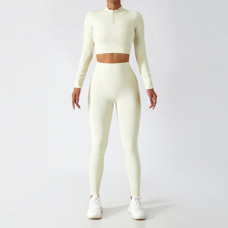 Yoga Set 2 Piece Women Sportswear Workout Clothes Women Sport Sets Suits for Fitness Long Sleeve Seamless Gym Push up Leggings
