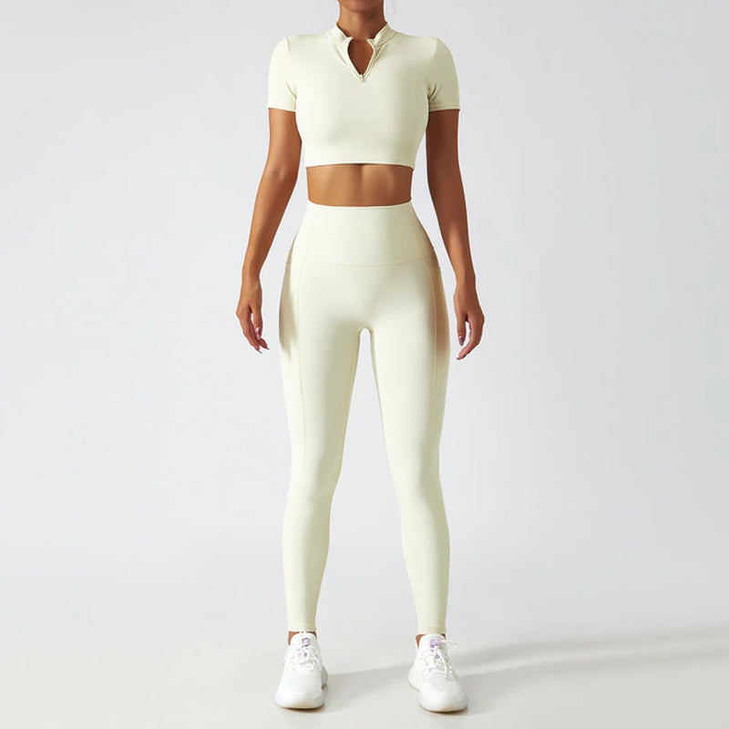 Yoga Set 2 Piece Women Sportswear Workout Clothes Women Sport Sets Suits for Fitness Long Sleeve Seamless Gym Push up Leggings