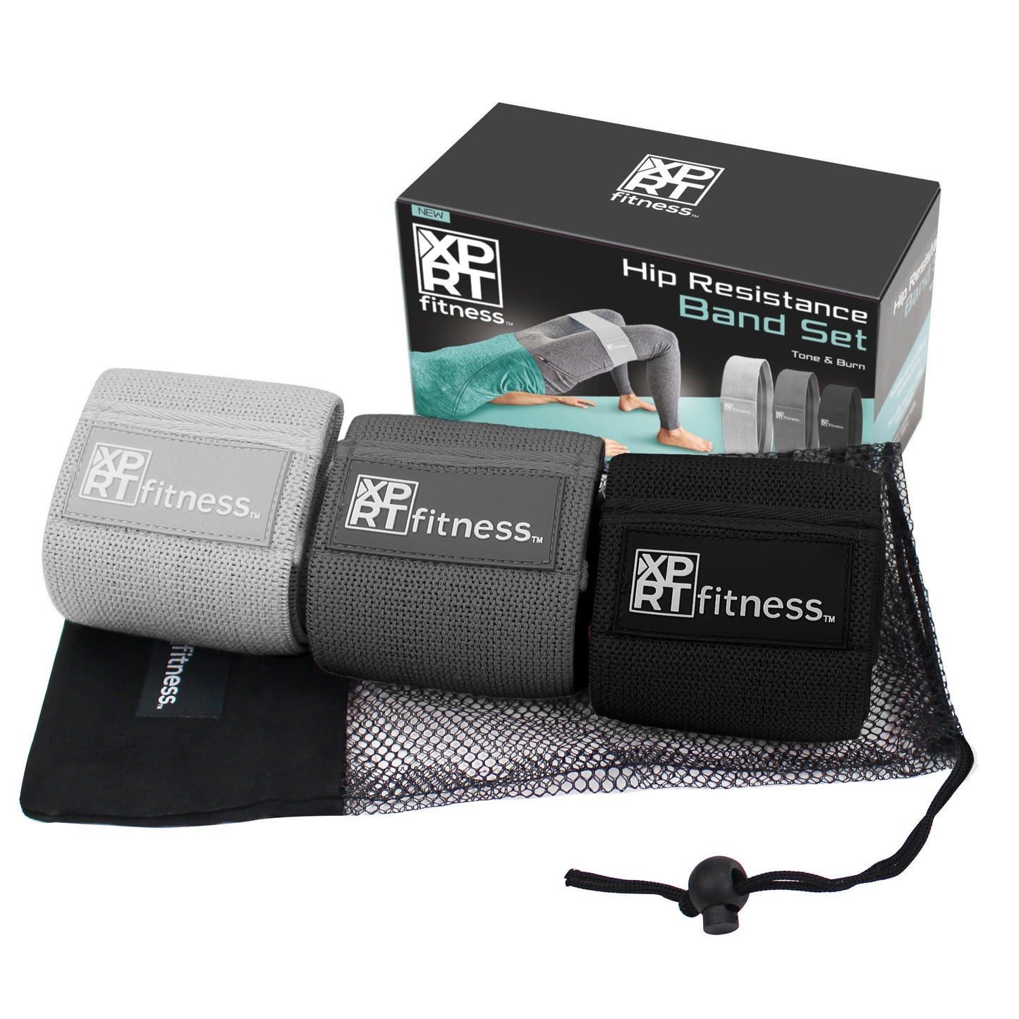 3 Fitness Resistance Bands Set - For Booty Butt Hip Anti Slip Bands Set carabellariazzo.com Black & Grey 