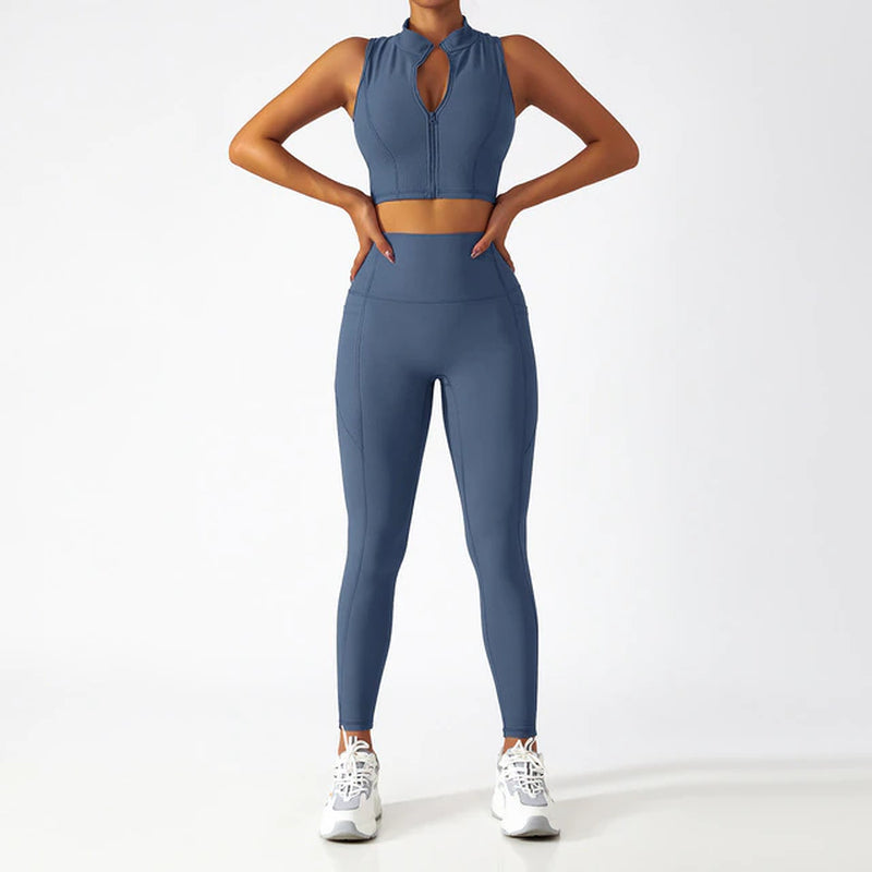 Yoga Set 2 Piece Women Sportswear Workout Clothes Women Sport Sets Suits for Fitness Long Sleeve Seamless Gym Push up Leggings
