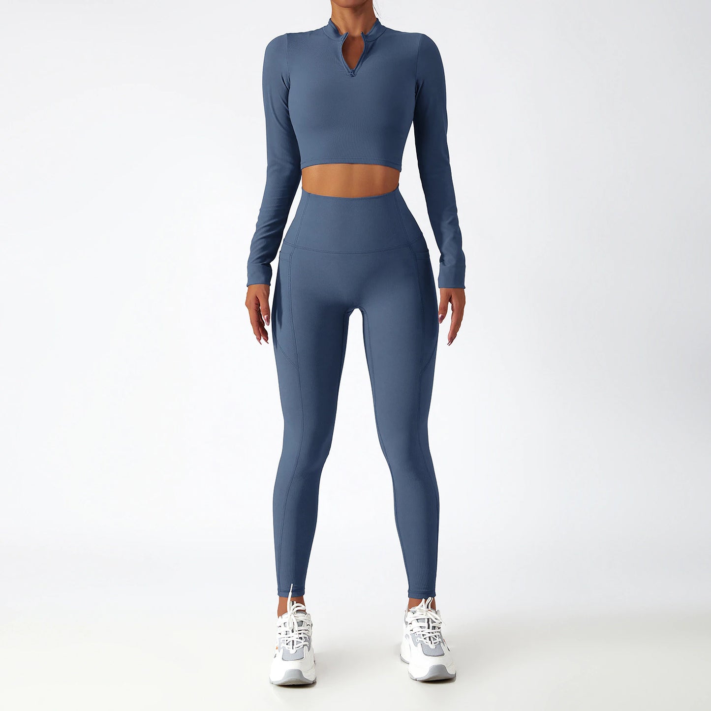 Yoga Set 2 Piece Women Sportswear Workout Clothes Women Sport Sets Suits for Fitness Long Sleeve Seamless Gym Push up Leggings