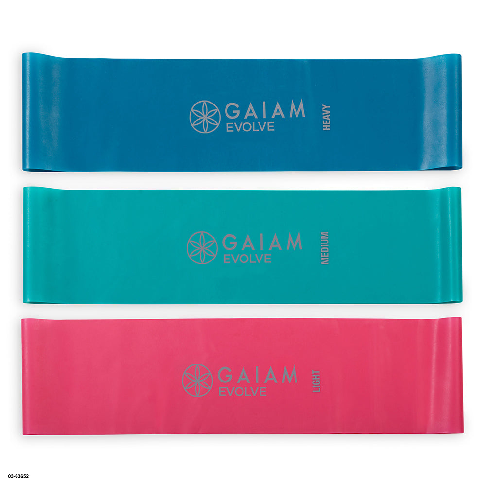 Evolve By Gaiam 3 Pack Flat Bands 3 Levels of Resistance Exercise Fitness 