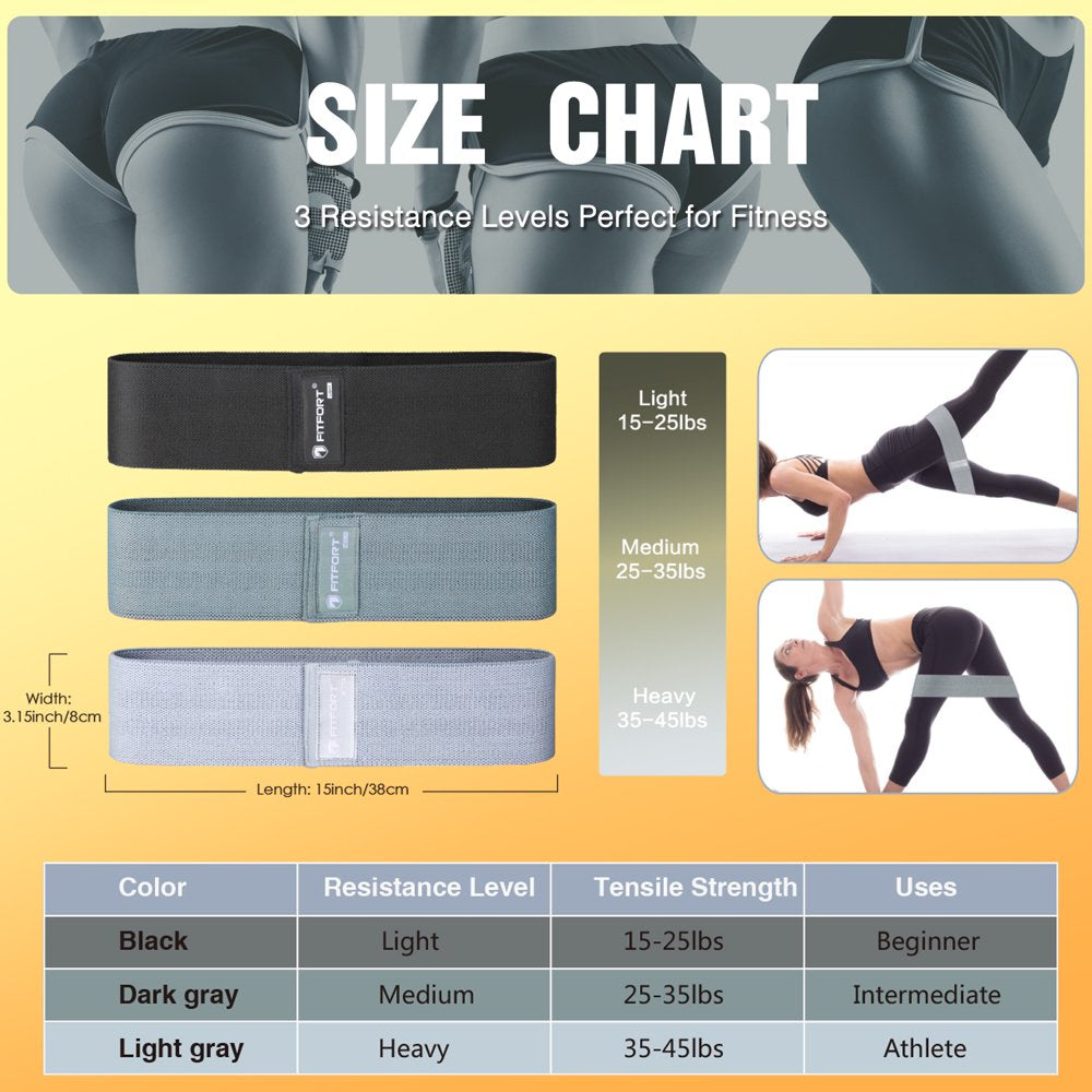 Exercise Workout Bands Resistance Bands for Women, 3 Levels Booty
