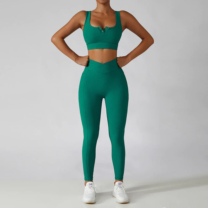 2 Pieces Seamless Women Tracksuit Yoga Set Running Workout Sportswear Gym Clothes Fitness Bra High Waist Leggings Sports Suit