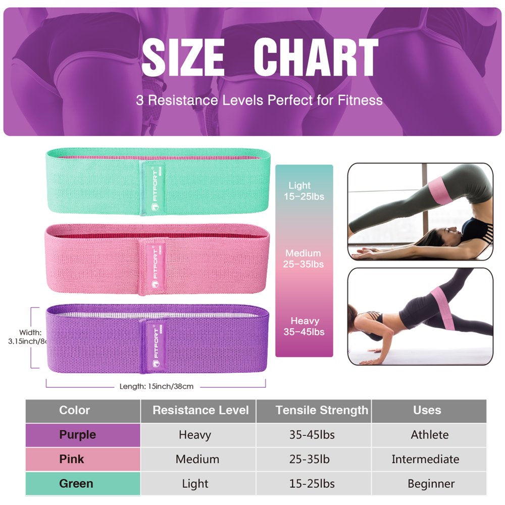 Resistance Bands for Legs and Butt Exercise Bands - Non Slip Elastic Booty Bands, 3 Levels Workout Bands Women Sports Fitness Band for Squat Glute Hip Training