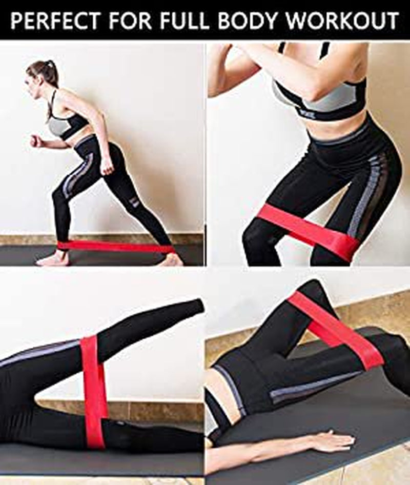 Resistance Full Loop Exercise Bands for Fitness, Home, Strength, Pilates, Yoga, Training, Therapy, Weight Loss with All Natural Latex Set of 5 12” X 2”.