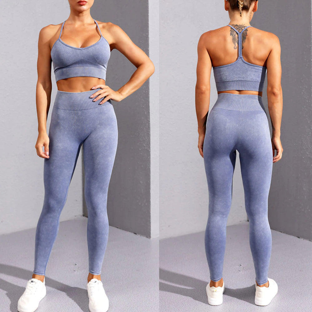Seamless Yoga Set Women Fitness Sportswear Sports Suits Gym Clothing Workout Clothes Two Piece Set High Waist Leggings Crop Top