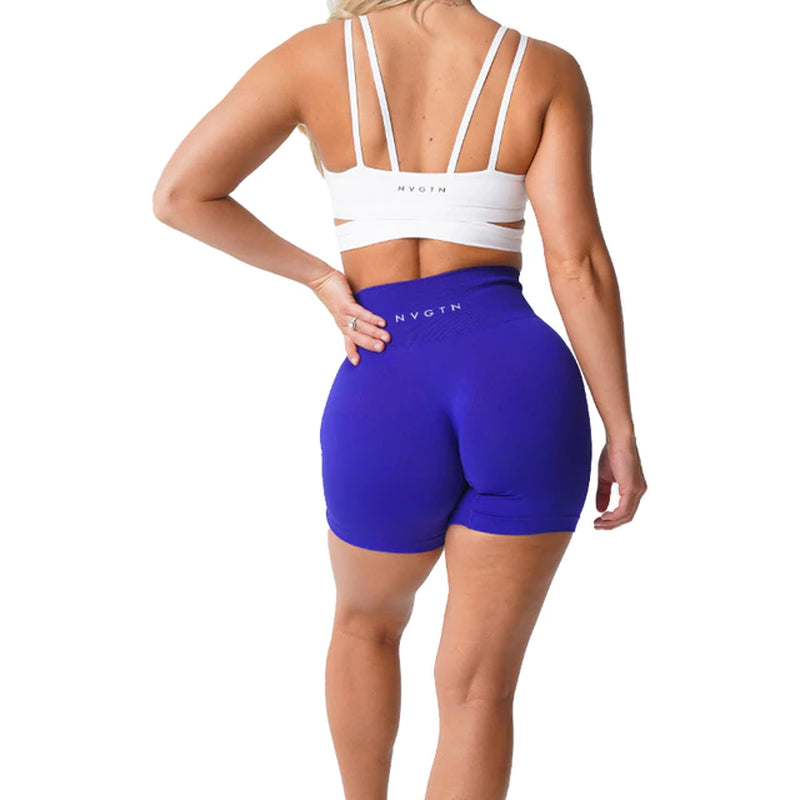 Lycra Spandex Solid Seamless Shorts Women Soft Workout Tights