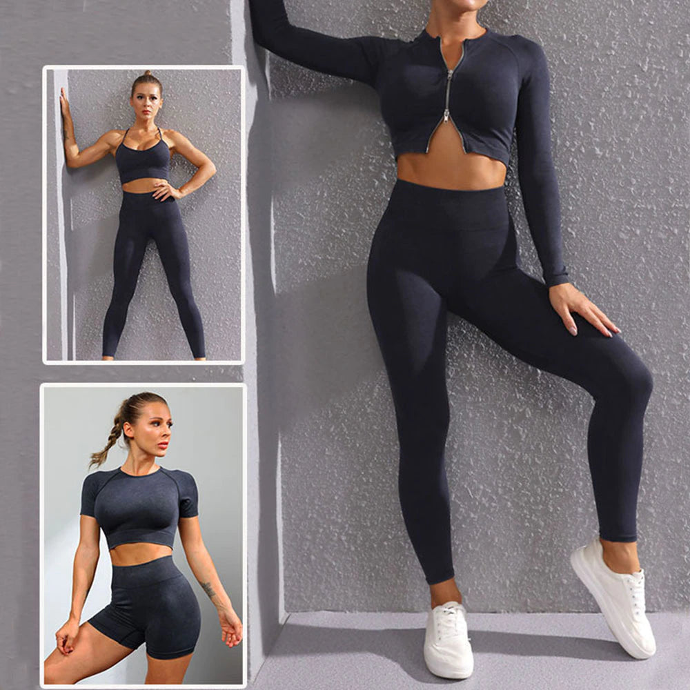 Seamless Yoga Set Women Fitness Sportswear Sports Suits Gym Clothing Workout Clothes Two Piece Set High Waist Leggings Crop Top
